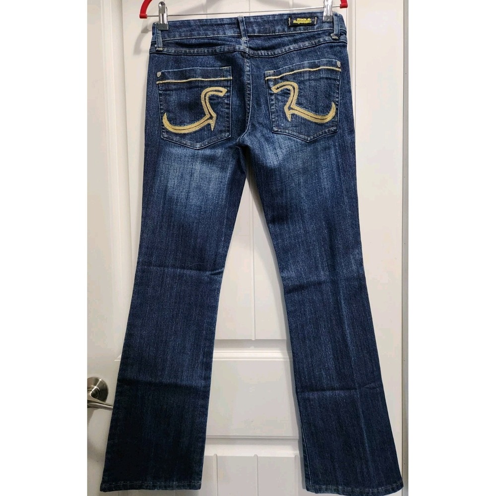 Rock & Republic Jean Roth Womens Low Ride Boot Cut Dark Blue Made USA Size 28